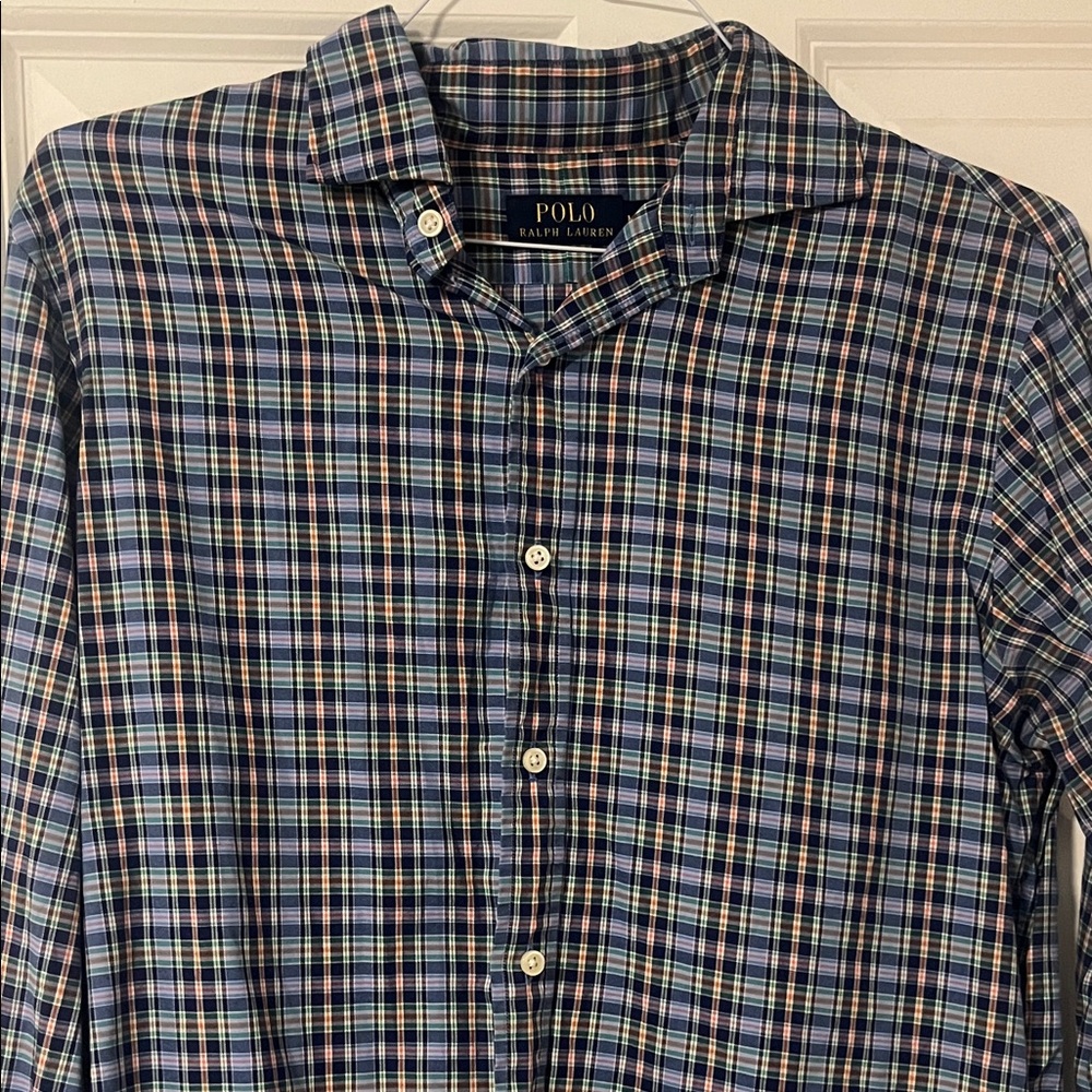 Polo by Ralph Lauren Navy and Light Blue Plaid Button-Down Shirt
